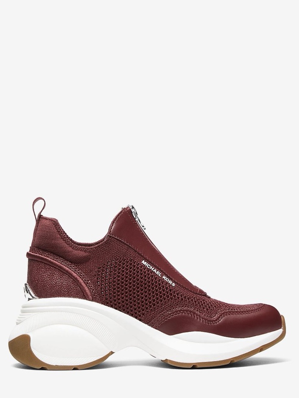 MICHAEL Michael Zuma Kors Burgundy Knit & Leather Zip Slip-On Sneakers - Picture 11 of 11
